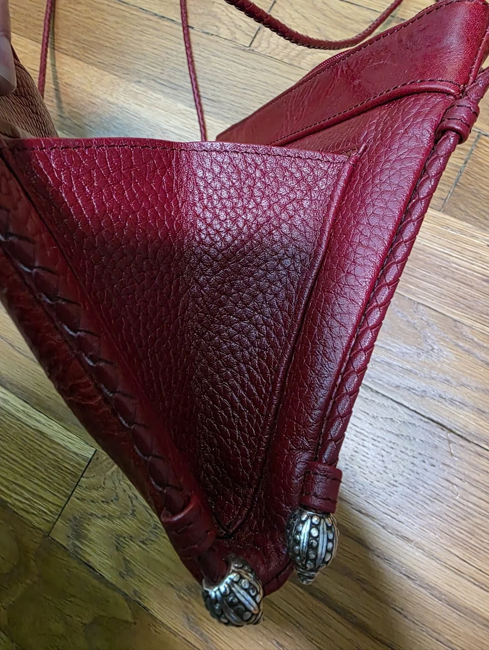 Brighton Red Leather Heart-Embellished Crossbody Bag
